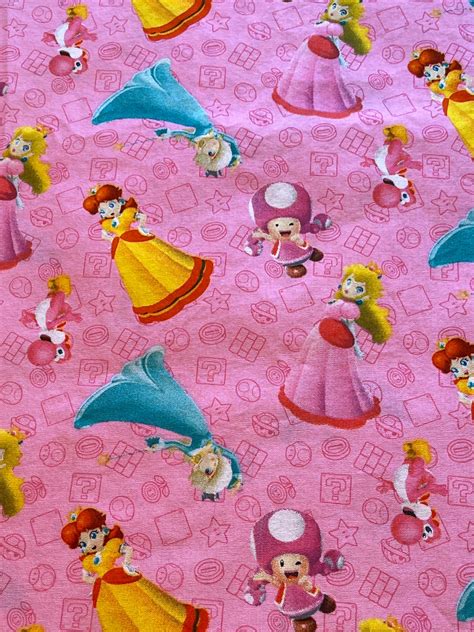 Mario Brothers Pink Princess Peach Fabric Remnant