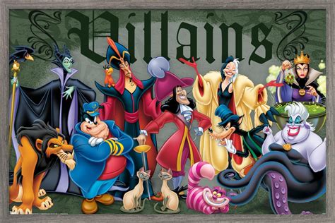 Disney Villains - Group Pose Wall Poster, 14.725" x 22.375", Framed ...