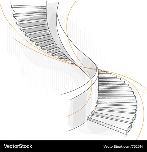 Sketch of a spiral staircase Royalty Free Vector Image