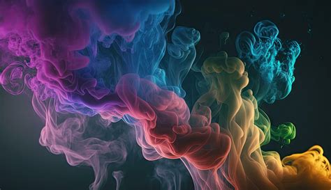 Abstract colorful of smoke background, neon light through smoke or fog ...