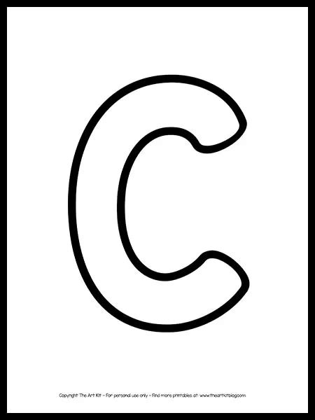 Uppercase Letter C Outline Printable FREE - The Art Kit