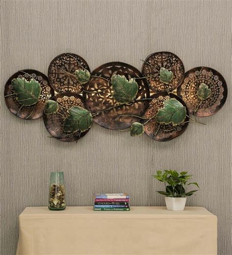 Buy Wrought Iron Decorative Leaf Wall Art With LED In Multicolour By ...