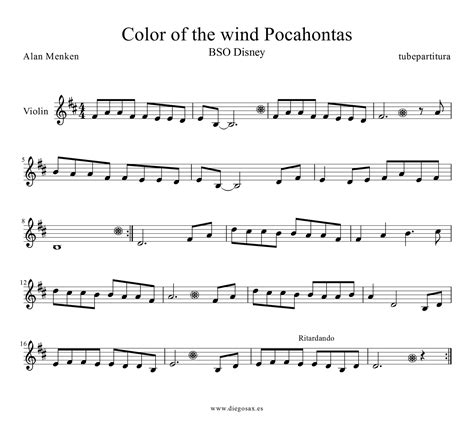 tubescore: Colors of the Wind by Alan Menken Sheet Music for Violin ...