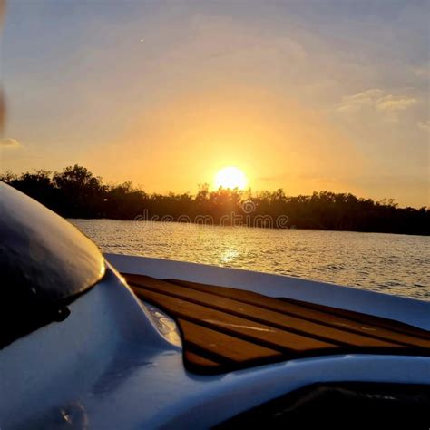 Sunset from the speedboat stock image. Image of watercraft - 252511875