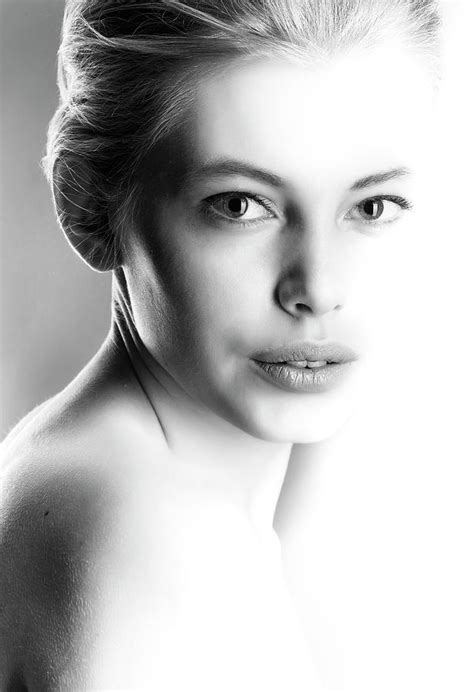 High contrast black and white portrait of a beautiful girl. Photograph ...