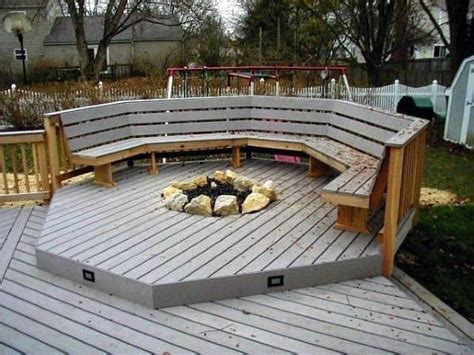 Top 50 Best Deck Fire Pit Ideas - Wood Safe Designs