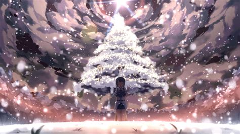 Download A Girl Is Standing In Front Of A Christmas Tree | Wallpapers.com