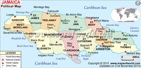 Jamaica Mapa Politico | Political Map of Jamaica