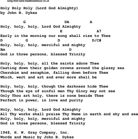 Holy Holy Holy 1 - Christian Gospel Song Lyrics and Chords