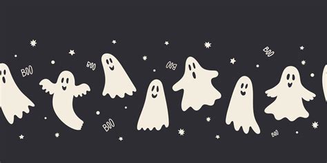 Fun ghosts seamless pattern, cute and spooky Halloween background ...