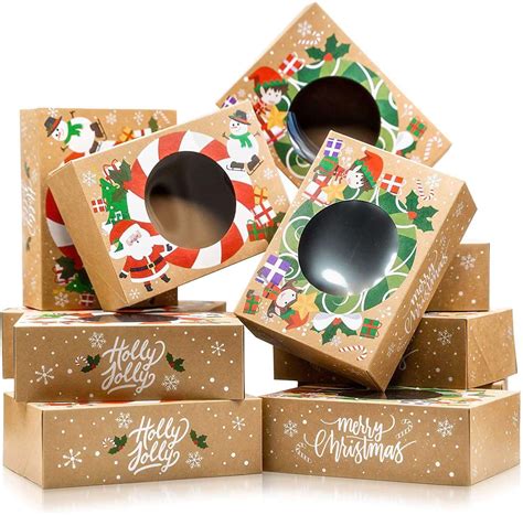 Christmas Cookie Boxes - Bulk 12 Pack Kraft - Large Holiday Christmas ...