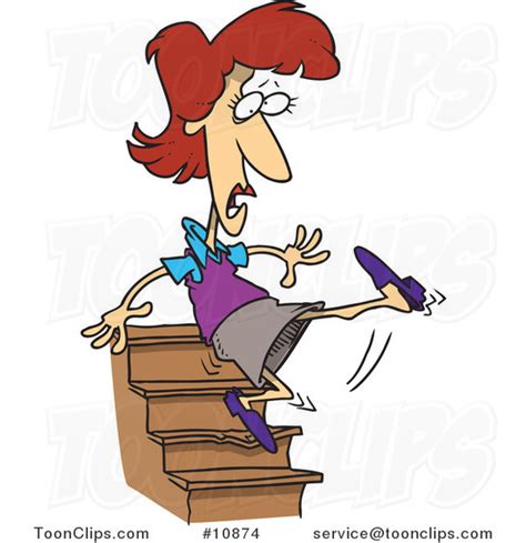 Cartoon Lady Falling down Stairs #10874 by Ron Leishman