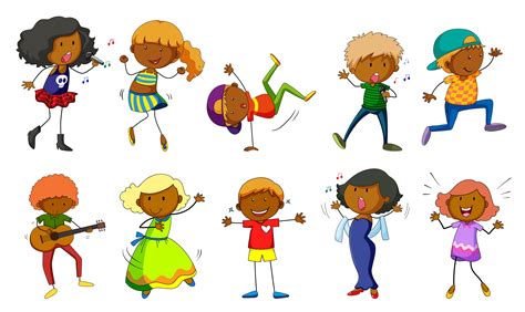 Set of kids singing and dancing 413455 Vector Art at Vecteezy