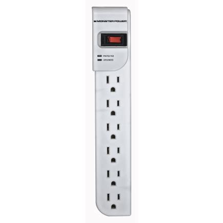 Monster Satin White 6 Outlet Surge Protector Outlet Strip