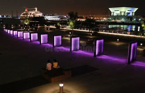 Night View of Japan Yokohama Port Editorial Photography - Image of ...