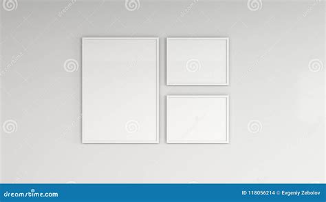 Blank White Poster in White Frame on the Wall Stock Illustration ...