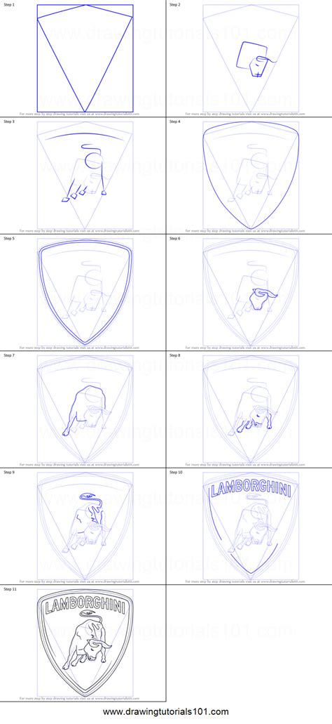 How to Draw Lamborghini Logo printable step by step drawing sheet ...