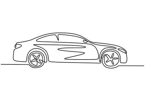 One line drawing of car. Sedan vehicle, vector illustration minimalism ...