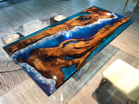 EPOXY RESIN RIVER Coffee Table Home Decor Table Blue Epoxy Hong Kong ...