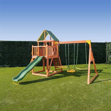 Sportspower Pine Hill Wooden Swing Set & Reviews | Wayfair