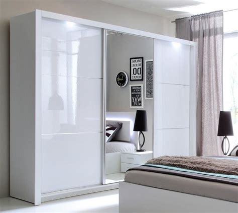 Sylvie 3-Door Gloss Sliding Mirrored Wardrobe 208cm - White | Sliding ...