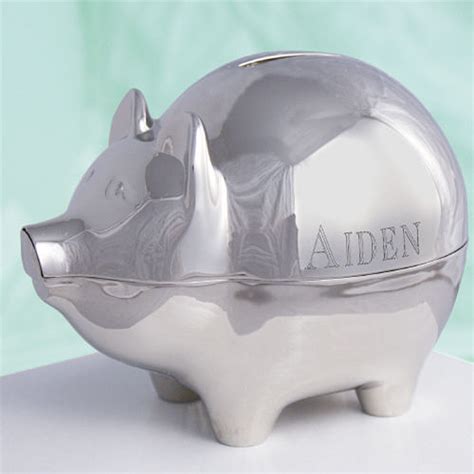 Engraved Silver Piggy Bank | GiftsForYouNow