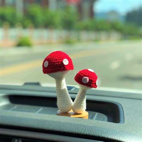 Crochet Mushroom Car Dashboard Accessories Kawaii Car - Etsy | Car ...