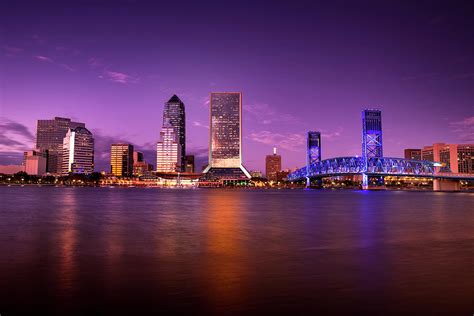 Jacksonville Florida Skyline At Night by Paul Giamou