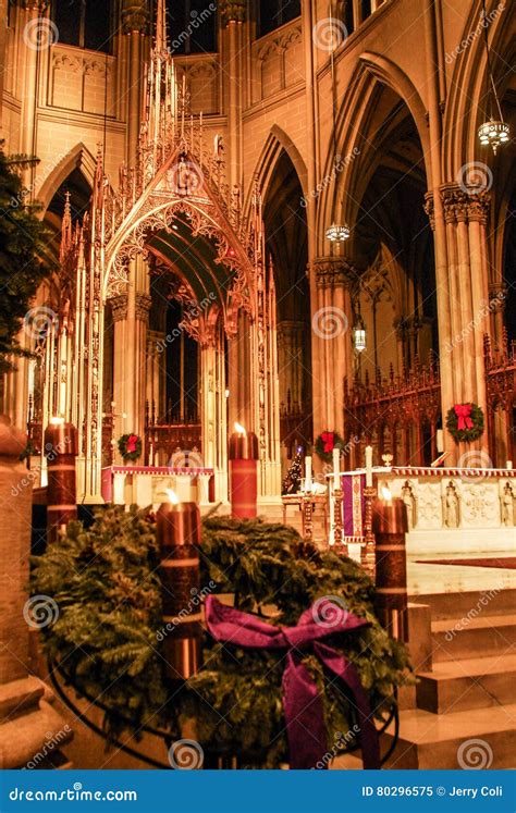 Christmas Time at St. Patrick`s Cathedral, NYC. Editorial Image - Image ...