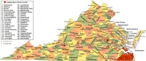 State Of Virginia County Map - Darla Emeline