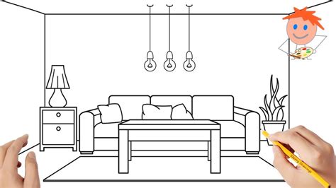 How to draw a living room | Easy drawings - YouTube