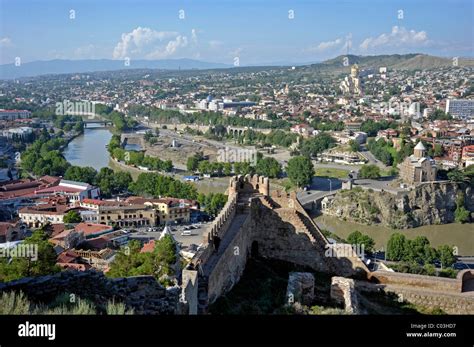 Panorama from Narikala Fortress, Tbilisi, Georgia, Middle East Stock ...