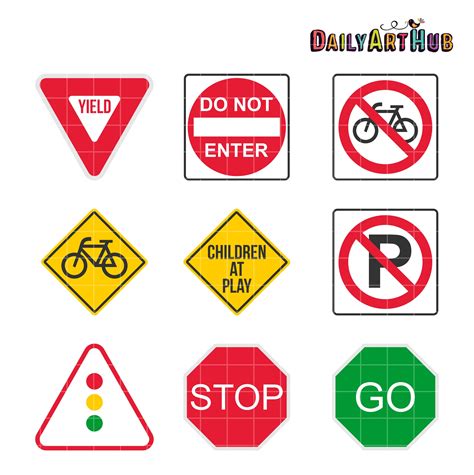 9 Road Signs Clip Art Set – Daily Art Hub // Graphics, Alphabets & SVG ...