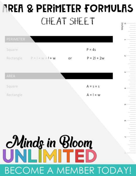 Area and Perimeter Formulas - Cheat Sheet - Minds in Bloom Unlimited