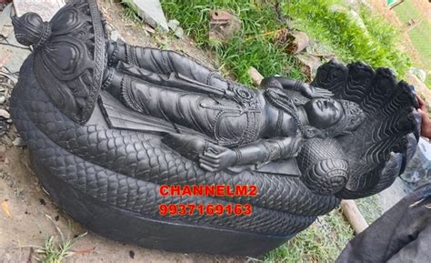 Black Stone Statue Of Lord Vishnu Sleeping On Sheshnag 72″ - Channel M2 ...