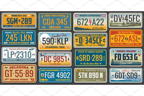 USA vehicle registration plates | Illustrations ~ Creative Market