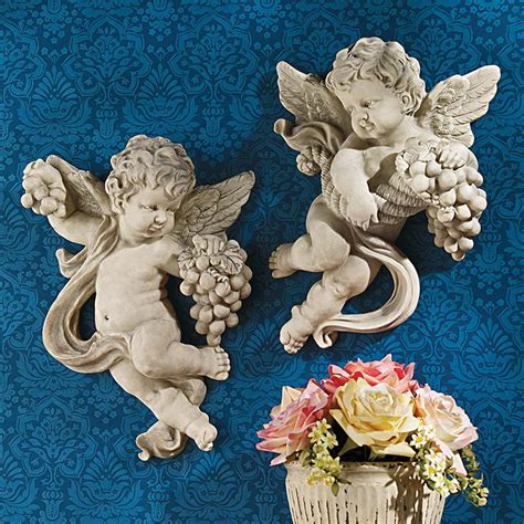 Classic Cherub Wall Sculptures Statue - Set Of 2 | XoticBrands Home Decor