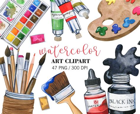 Watercolor Artist Clipart, Painting Clipart, PNG, Back to School ...