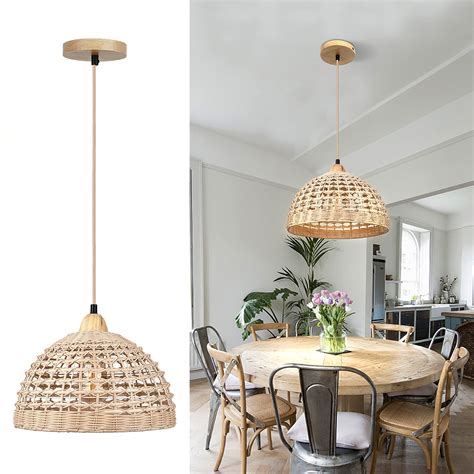 Buy Rattan Pendant Lights - Hanging Lamp Boho Wicker Pendant Light ...