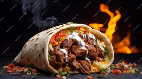 Premium AI Image | Delicious juicy grilled shawarma kebab meat and ...