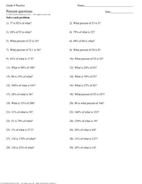 Grade 9 Practice - Percent questions.pdf - RHHS - Math