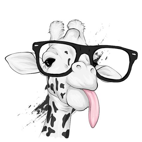 Premium Vector | Funny giraffe with glasses.