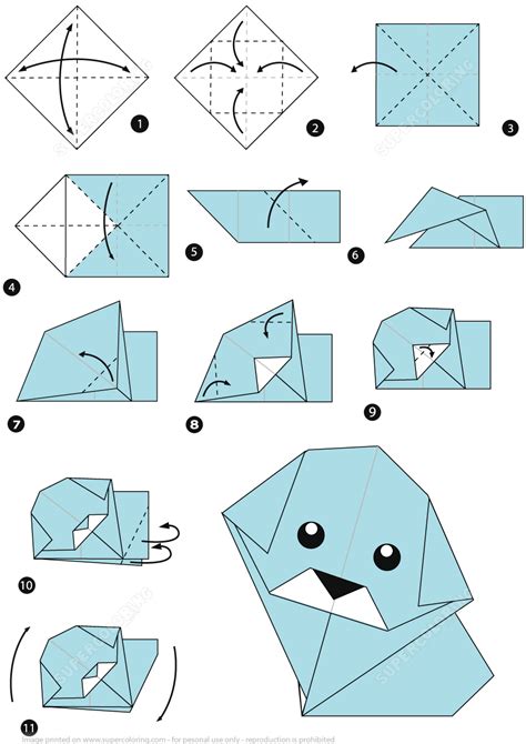 How to Make an Origami Dog Step by Step Instructions | Free Printable ...