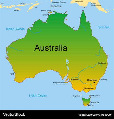 Map of australian continent Royalty Free Vector Image