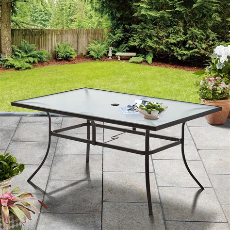 Mainstays Heritage Park Outdoor Rectangle Patio Dining Table, Brown ...