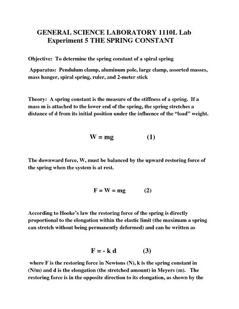 SOLUTION: Experiment the spring constant - Studypool