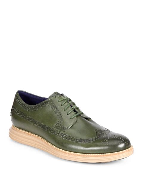 Cole haan Lunargrand Long Lace-up Wingtips in Green for Men | Lyst