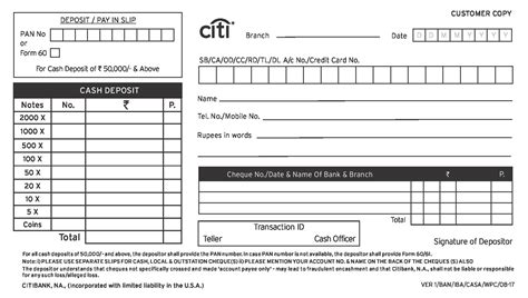 Printable Bank Deposit Slip