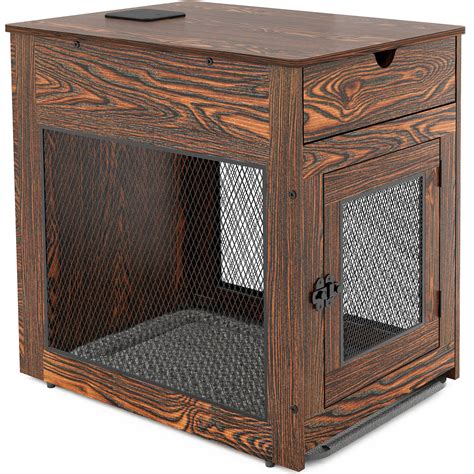 Buy Piskyet Wooden Dog Crate with Storage Drawer&Pad&Tray, Support ...