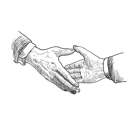 hands drawing shaking hands to each other 21820055 Vector Art at Vecteezy